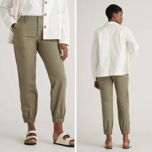 Quince Organic Stretch Cotton Twill Utility Olive Jogger Pants